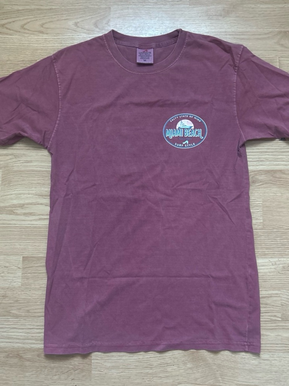 Miami Beach Graphic Crewneck T-Shirt - Dusty Maroon